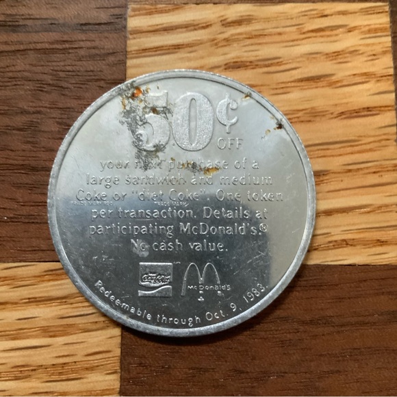 1983 McDonald's Coca-Cola Aluminum Merchant Token - Cool piece of nostalgia - Picture 10 of 10